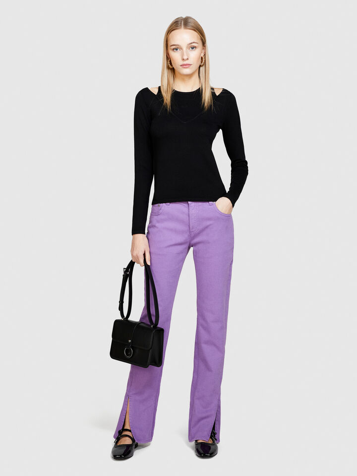 Colorful jeans with slits - women's slim fit jeans - Lilac | Sisley image number 1